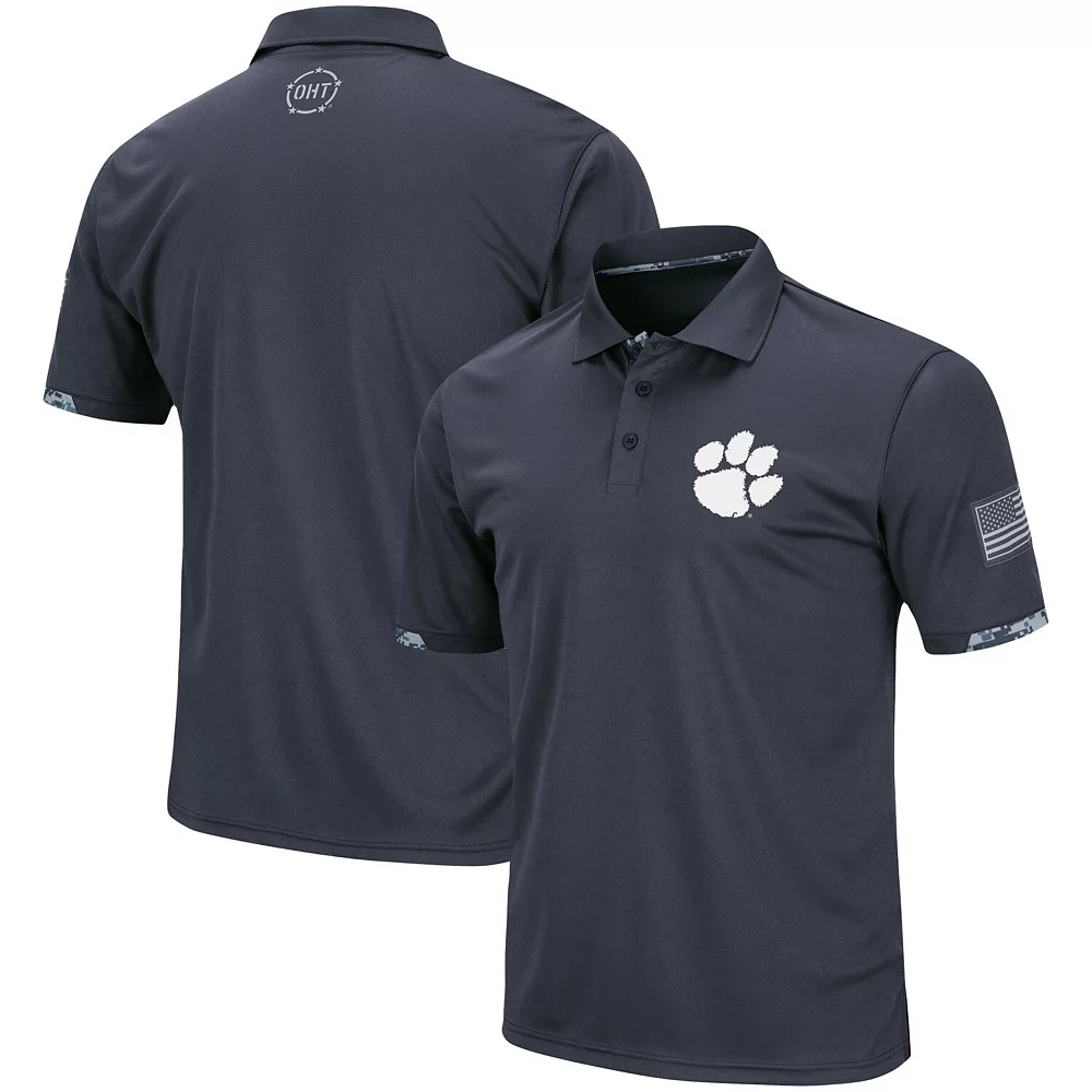 Men's Colosseum Charcoal Clemson Tigers Big & Tall OHT Military Appreciation Digital Camo Polo - Image 2