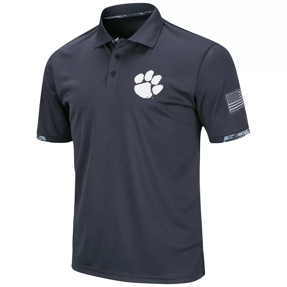 Men's Colosseum Charcoal Clemson Tigers Big & Tall OHT Military Appreciation Digital Camo Polo - Image 3