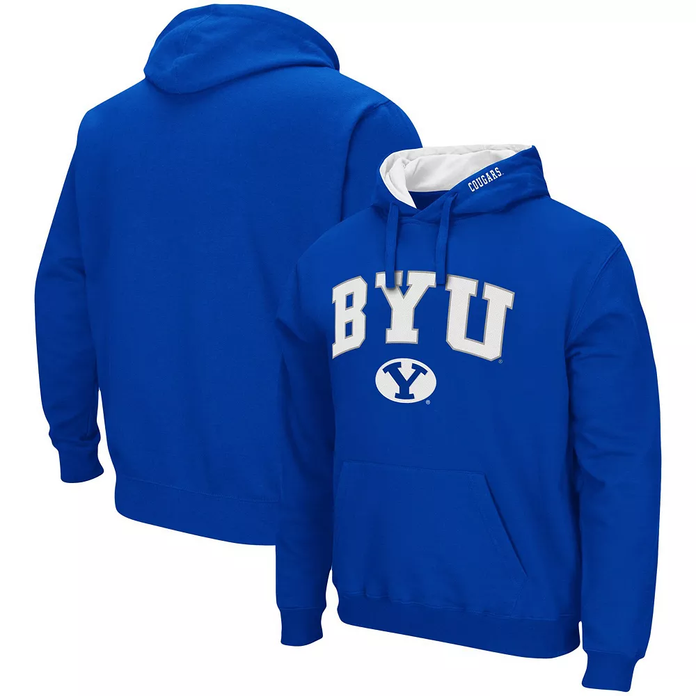 Men's Colosseum Royal BYU Cougars Arch & Logo 3.0 Pullover Hoodie - Image 2