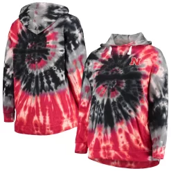 Women's Colosseum Scarlet Nebraska Huskers Slow Ride Spiral Tie-Dye Oversized Pullover Hoodie