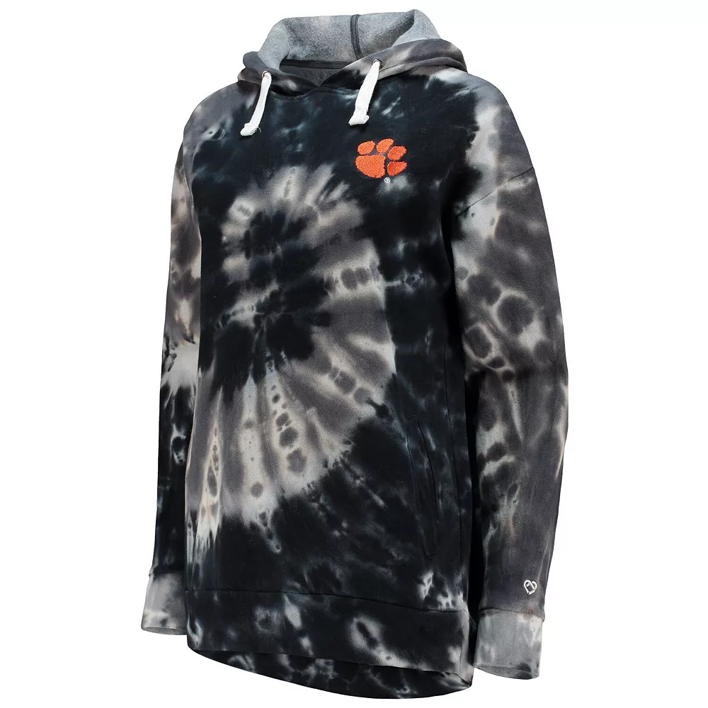 Women's Colosseum Black Clemson Tigers Slow Ride Spiral Tie-Dye Oversized Pullover Hoodie - Image 3