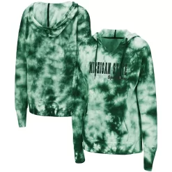 Women's Colosseum Green Michigan State Spartans Shavonee Tie-Dye Pullover Hoodie