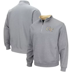 Men's Colosseum Heathered Gray GA Tech Yellow Jackets Tortugas Team Logo Quarter-Zip Jacket