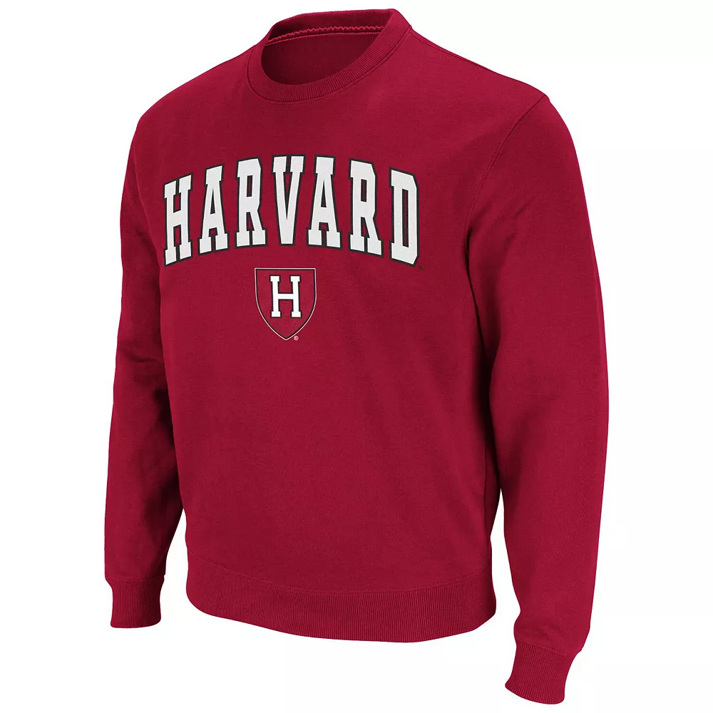 Men's Colosseum Crimson Harvard Crimson Team Arch & Logo Tackle Twill Pullover Sweatshirt - Image 3