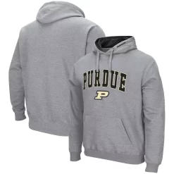 Men's Colosseum Heathered Gray Purdue Boilermakers Arch & Logo 3.0 Pullover Hoodie