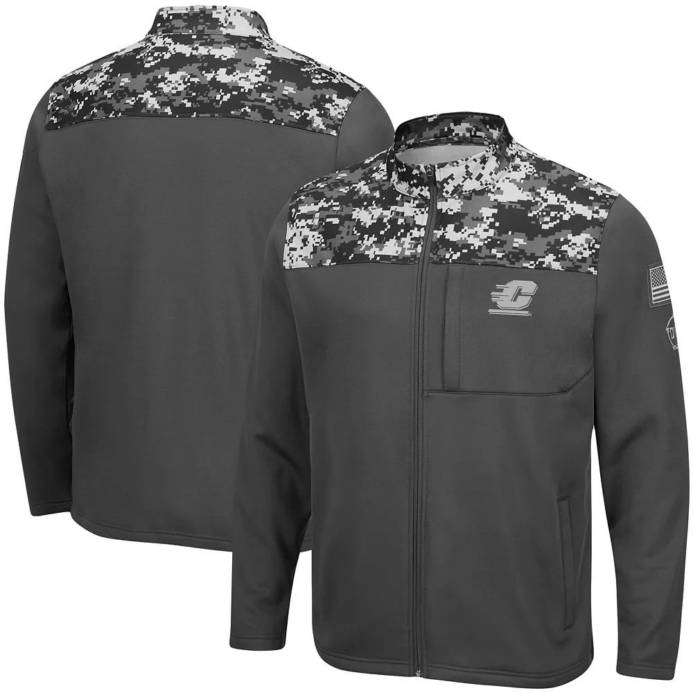 Men's Colosseum Charcoal Cent. Michigan Chippewas OHT Military Appreciation Digi Camo Full-Zip Jacket
