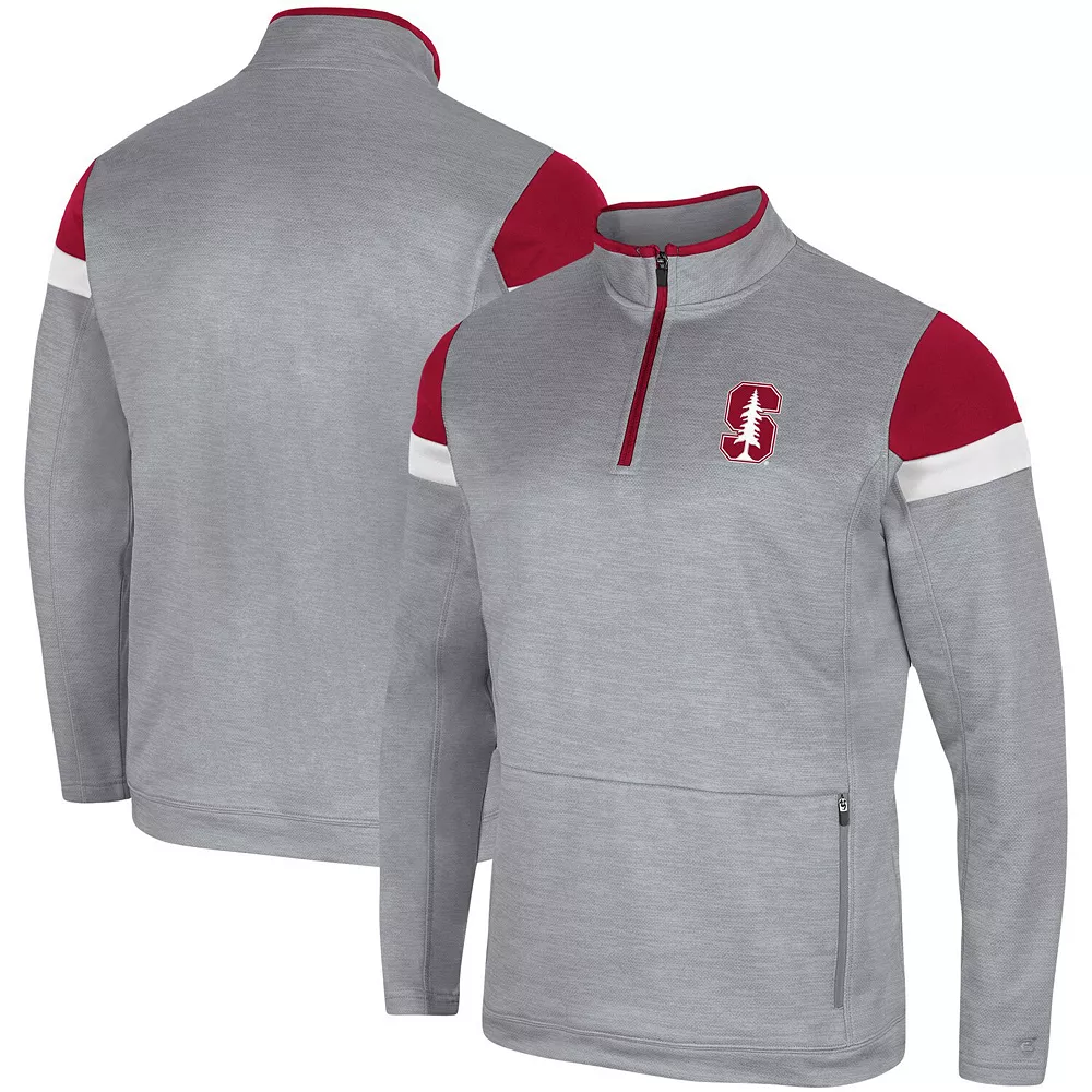 Men's Colosseum Gray Stanford Cardinal Bingo Quarter-Zip Jacket - Image 2