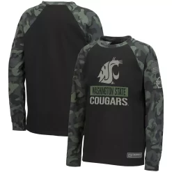Youth Colosseum Black/Camo Washington State Cougars OHT Military Appreciation Raglan Long Sleeve T-Shirt