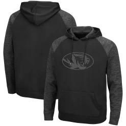 Men's Colosseum Black Missouri Tigers Blackout 3.0 Tonal Raglan Pullover Hoodie
