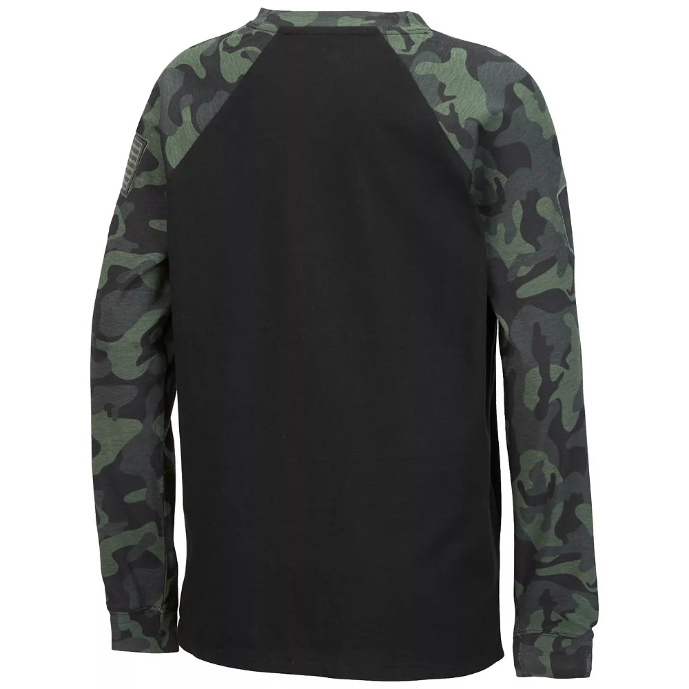 Youth Colosseum Black/Camo Indiana Hoosiers OHT Military Appreciation Raglan Long Sleeve T-Shirt - Image 4