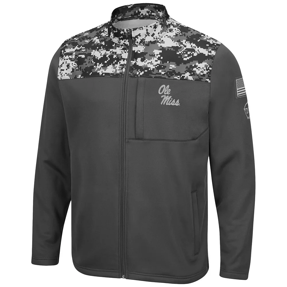Men's Colosseum Charcoal Ole Miss Rebels OHT Military Appreciation Digi Camo Full-Zip Jacket - Image 3