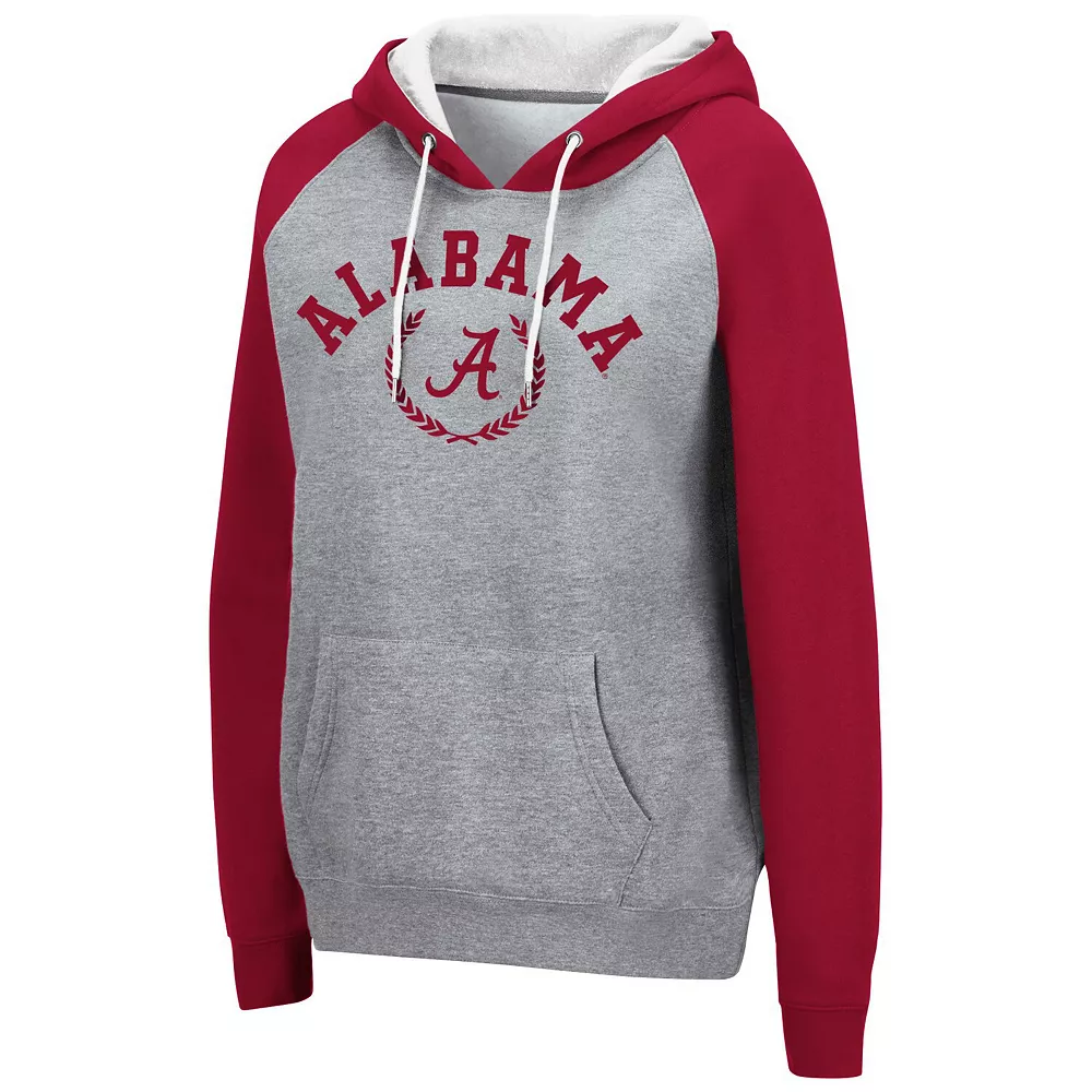 Women's Colosseum Heathered Gray Alabama Crimson Tide Contrast Raglan Pullover Hoodie - Image 3