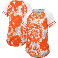 Women's Colosseum Orange/White Clemson Tigers Annie Oversized Tie-Dye Raglan T-Shirt