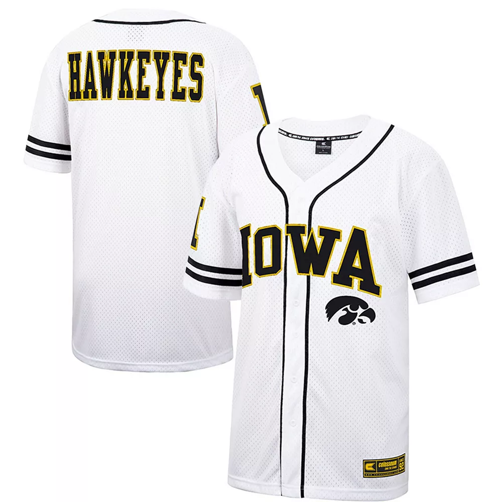 Men's Colosseum White/Black Iowa Hawkeyes Free Spirited Baseball Jersey