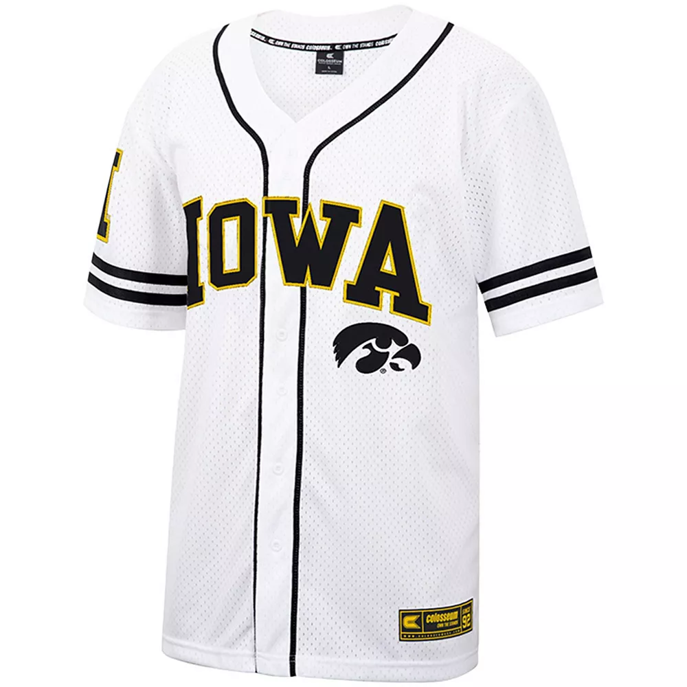 Men's Colosseum White/Black Iowa Hawkeyes Free Spirited Baseball Jersey - Image 3