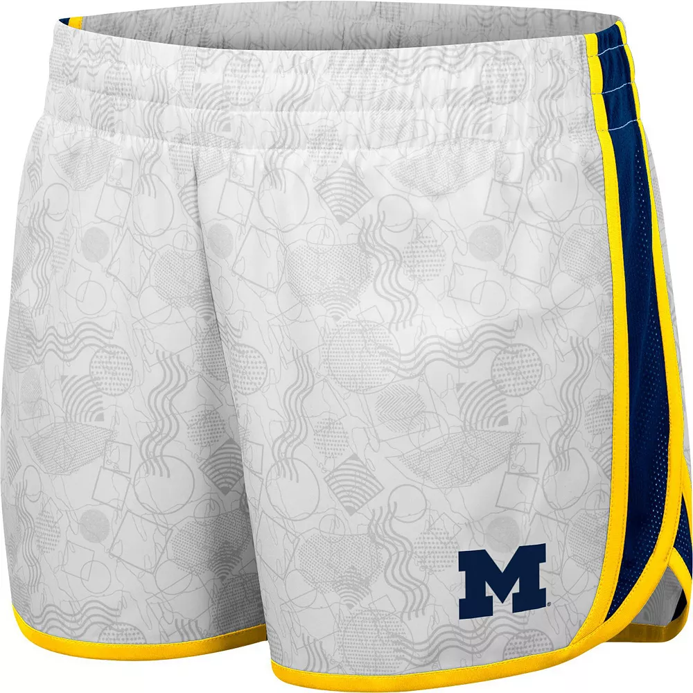Women's Colosseum White/Navy Michigan Wolverines The Plastics Geo Print Shorts - Image 3