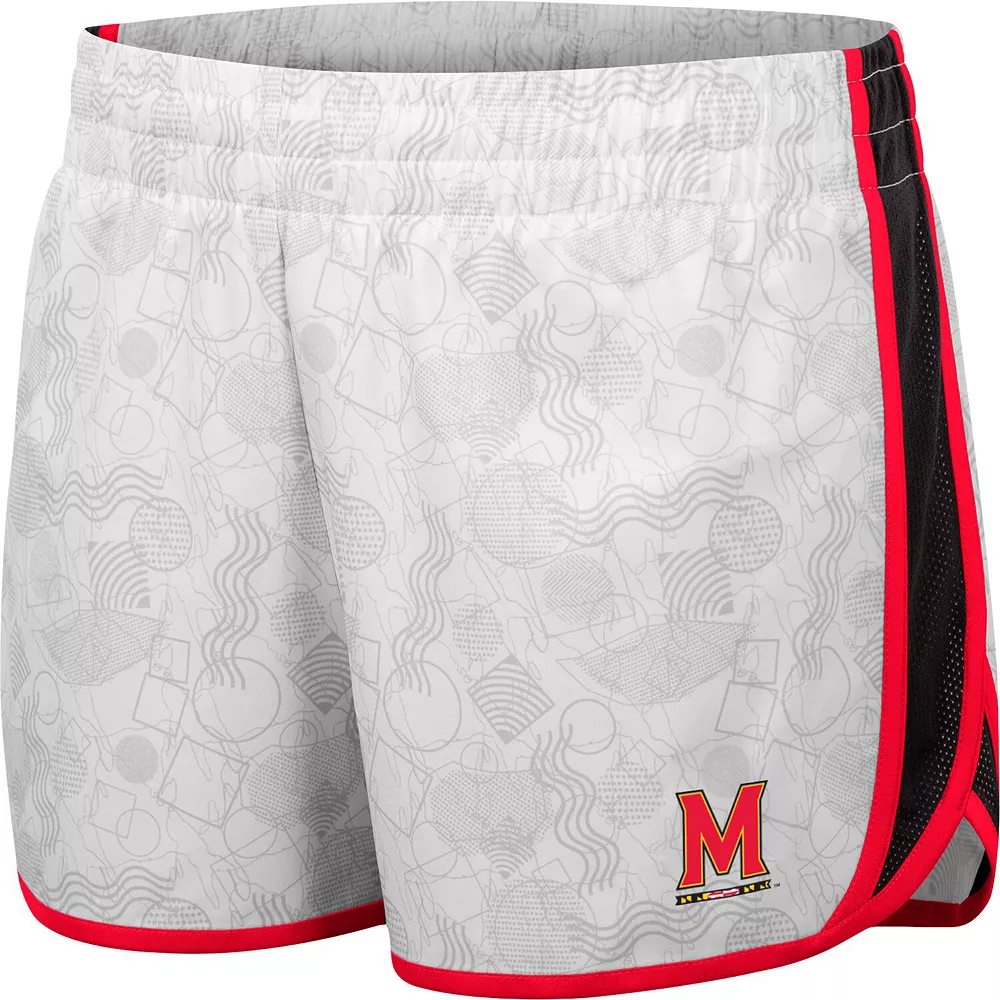 Women's Colosseum White/Black Maryland Terrapins The Plastics Geo Print Shorts - Image 3