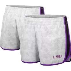 Women's Colosseum White/Black LSU Tigers The Plastics Geo Print Shorts