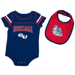 Newborn & Infant Colosseum Navy Gonzaga Bulldogs Chocolate Bodysuit & Bib Set