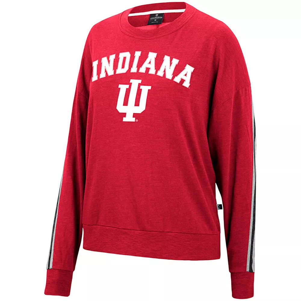 Women's Colosseum Heathered Crimson Indiana Hoosiers Team Oversized Pullover Sweatshirt - Image 3