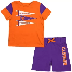 Newborn & Infant Colosseum Orange/Purple Clemson Tigers Baby Herman T-Shirt & Shorts Set