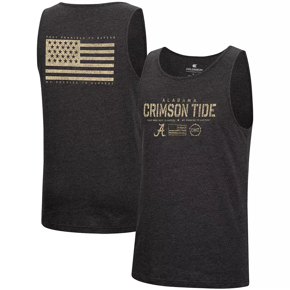 Men's Colosseum Heathered Black Alabama Crimson Tide Military Appreciation OHT Transport Tank Top - Image 2