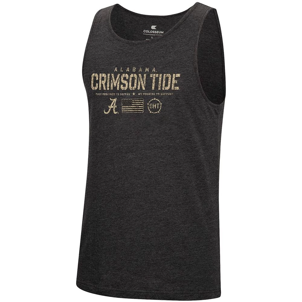 Men's Colosseum Heathered Black Alabama Crimson Tide Military Appreciation OHT Transport Tank Top - Image 3