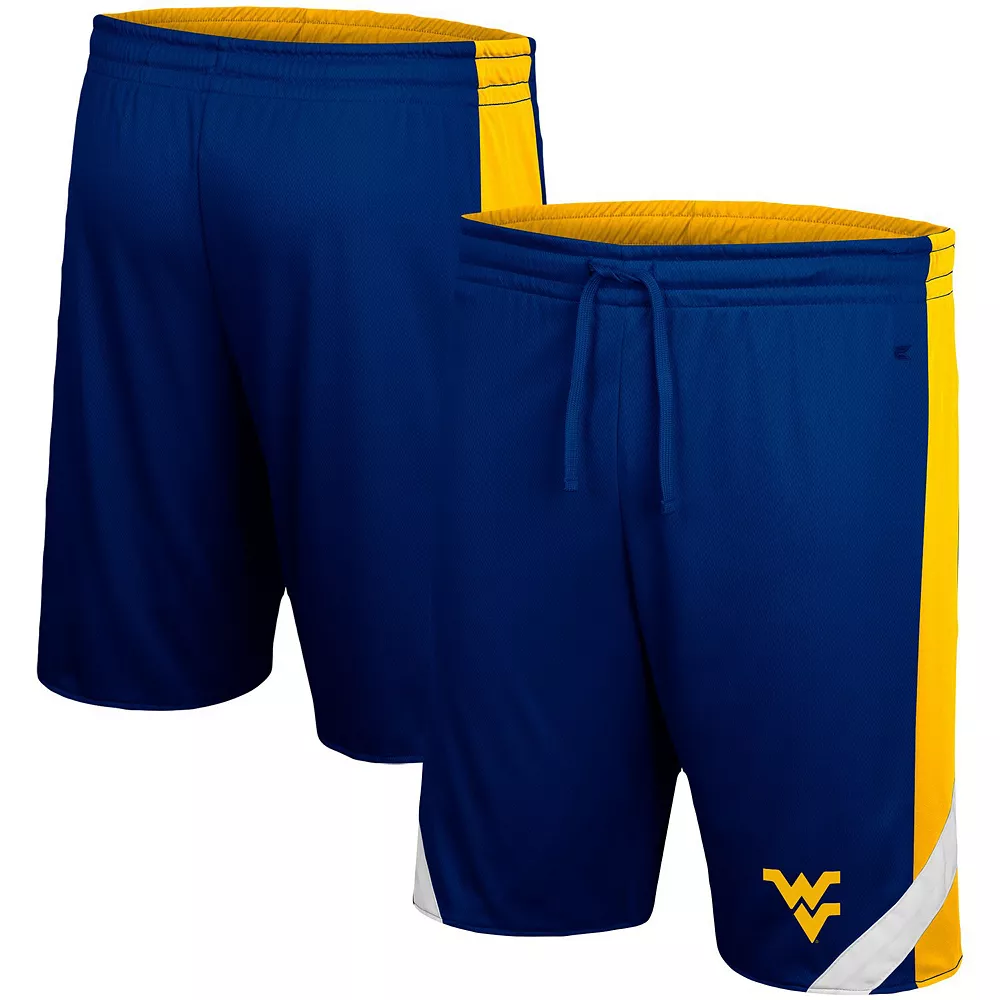 Men's Colosseum Navy/Gold West Virginia Mountaineers Big & Tall Team Reversible Shorts - Image 2