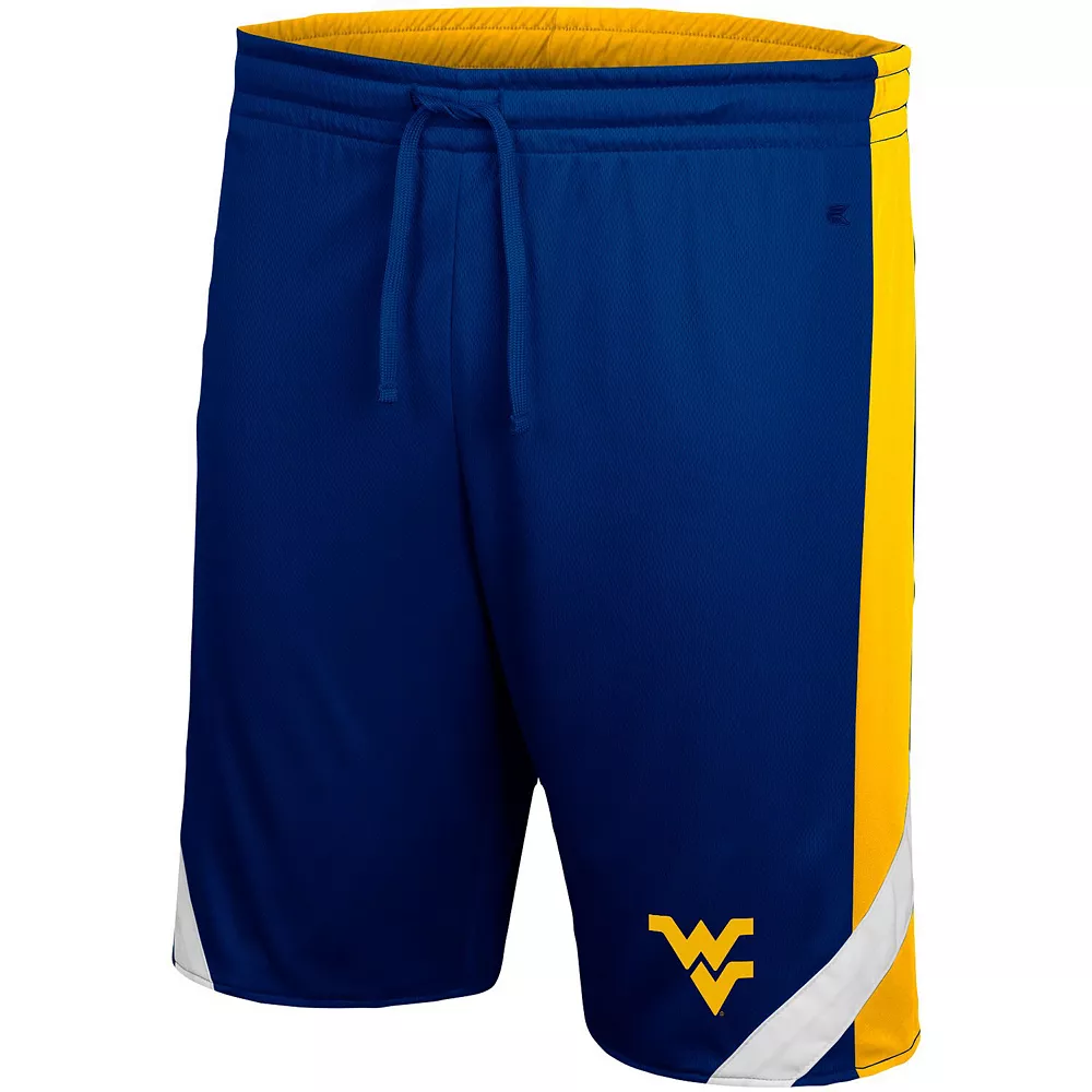 Men's Colosseum Navy/Gold West Virginia Mountaineers Big & Tall Team Reversible Shorts - Image 3