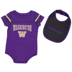 Newborn & Infant Colosseum Purple Washington Huskies Chocolate Bodysuit & Bib Set