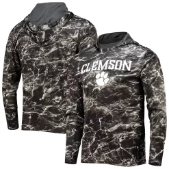 Men's Colosseum Black Clemson Tigers Mossy Oak Long Sleeve Hoodie T-Shirt
