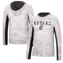 Men's Colosseum White USC Trojans Mossy Oak Long Sleeve Hoodie T-Shirt