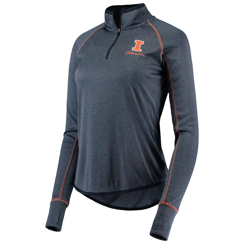Women's Colosseum Navy Illinois Fighting Illini Stingray Raglan Quarter-Zip Top - Image 3