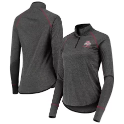 Women's Colosseum Black Ohio State Buckeyes Stingray Raglan Quarter-Zip Top