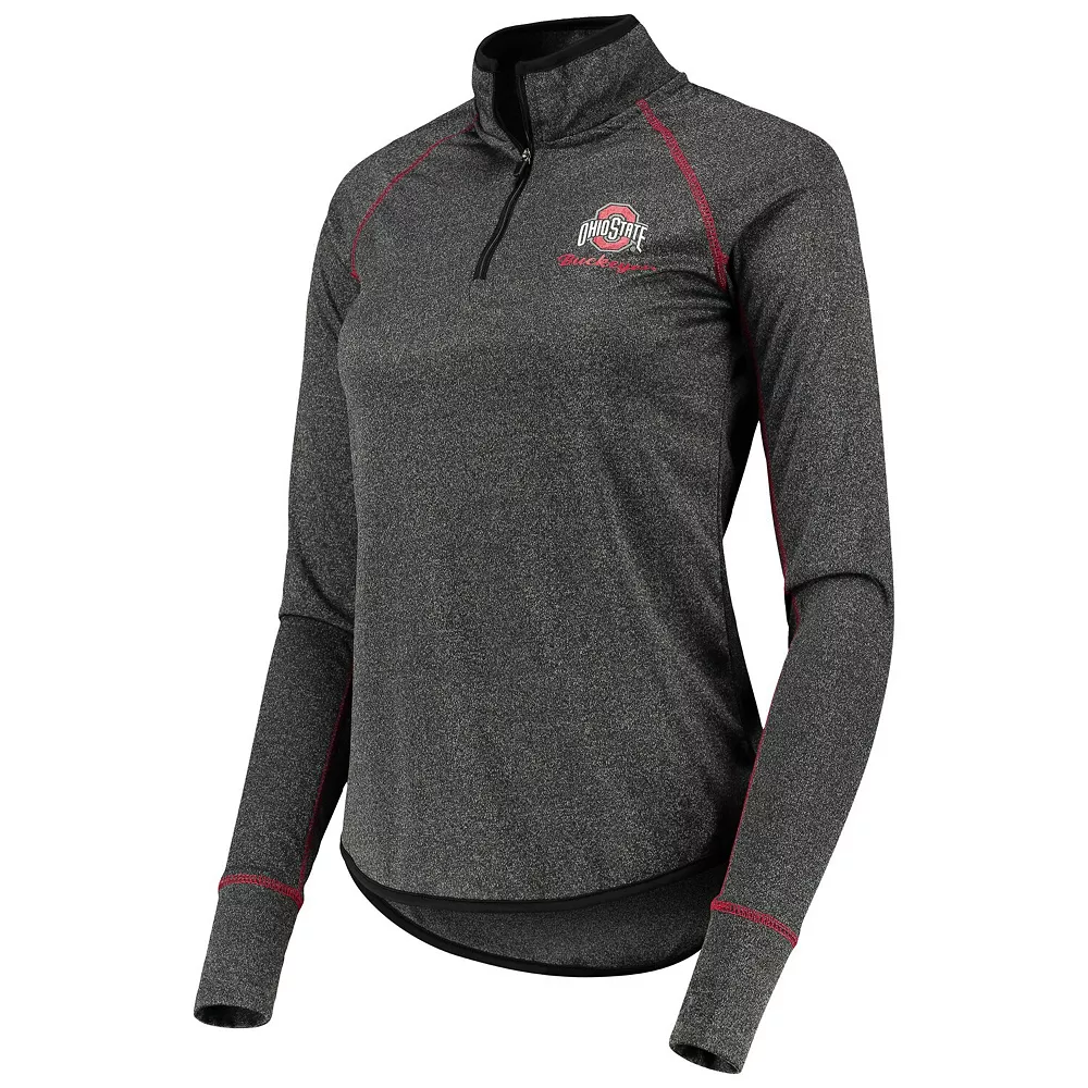 Women's Colosseum Black Ohio State Buckeyes Stingray Raglan Quarter-Zip Top - Image 3