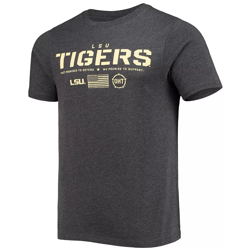 Men's Colosseum Heathered Black LSU Tigers OHT Military Appreciation Flag 2.0 T-Shirt - Image 3
