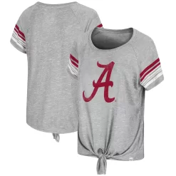 Women's Colosseum Heathered Gray Alabama Crimson Tide Boo You Knotted Raglan T-Shirt