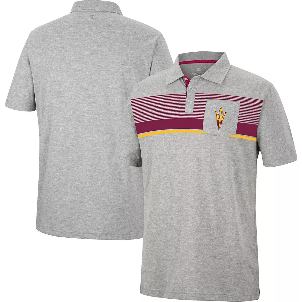 Men's Colosseum Heathered Gray Arizona State Sun Devils Golfer Pocket Polo