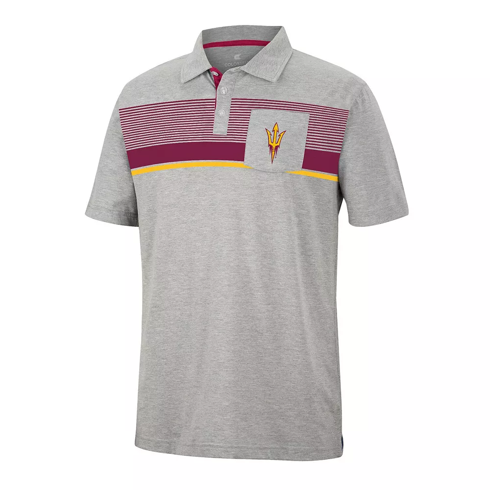 Men's Colosseum Heathered Gray Arizona State Sun Devils Golfer Pocket Polo - Image 3
