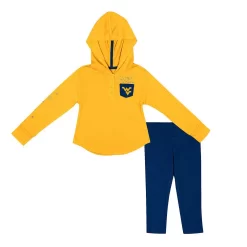 Girls Toddler Colosseum Gold/Navy West Virginia Mountaineers Most Delightful Way Long Sleeve Hoodie T-Shirt & Leggings Set