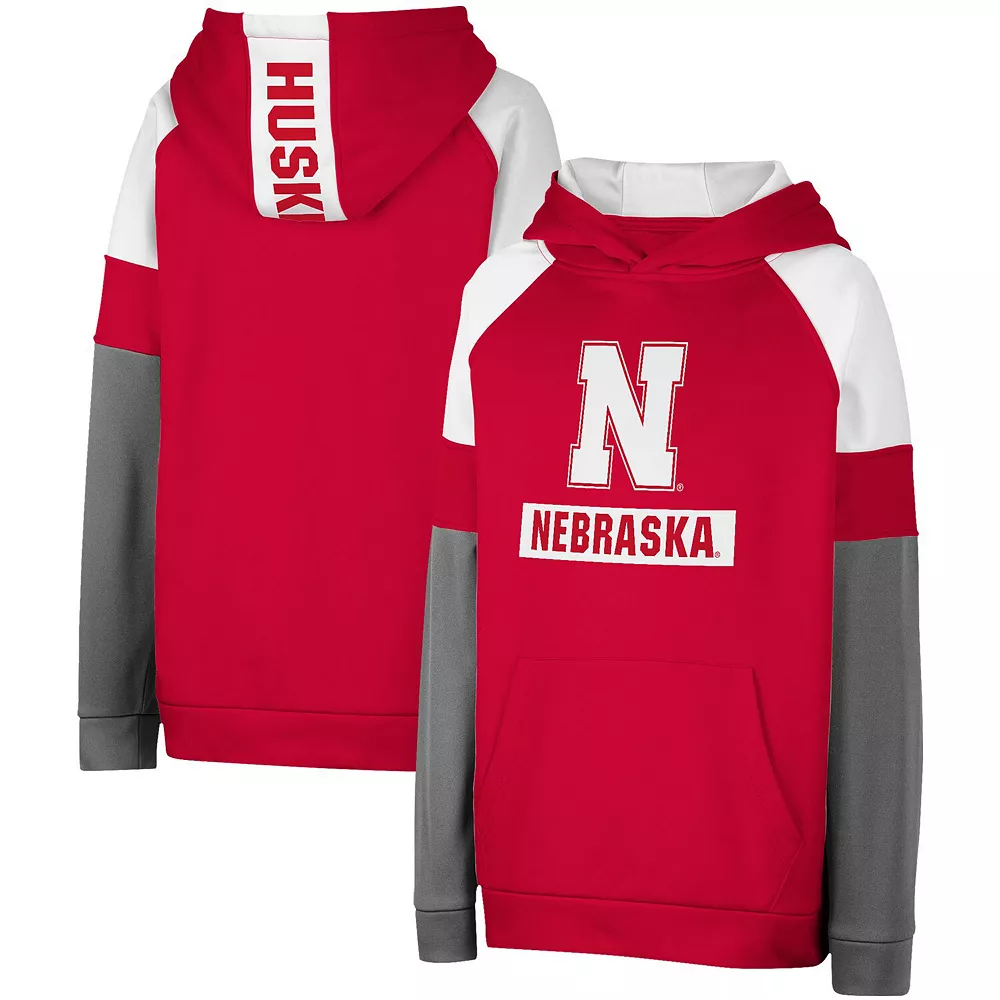 Youth Colosseum Scarlet Nebraska Huskers Colorblocked Pullover Hoodie - Image 2