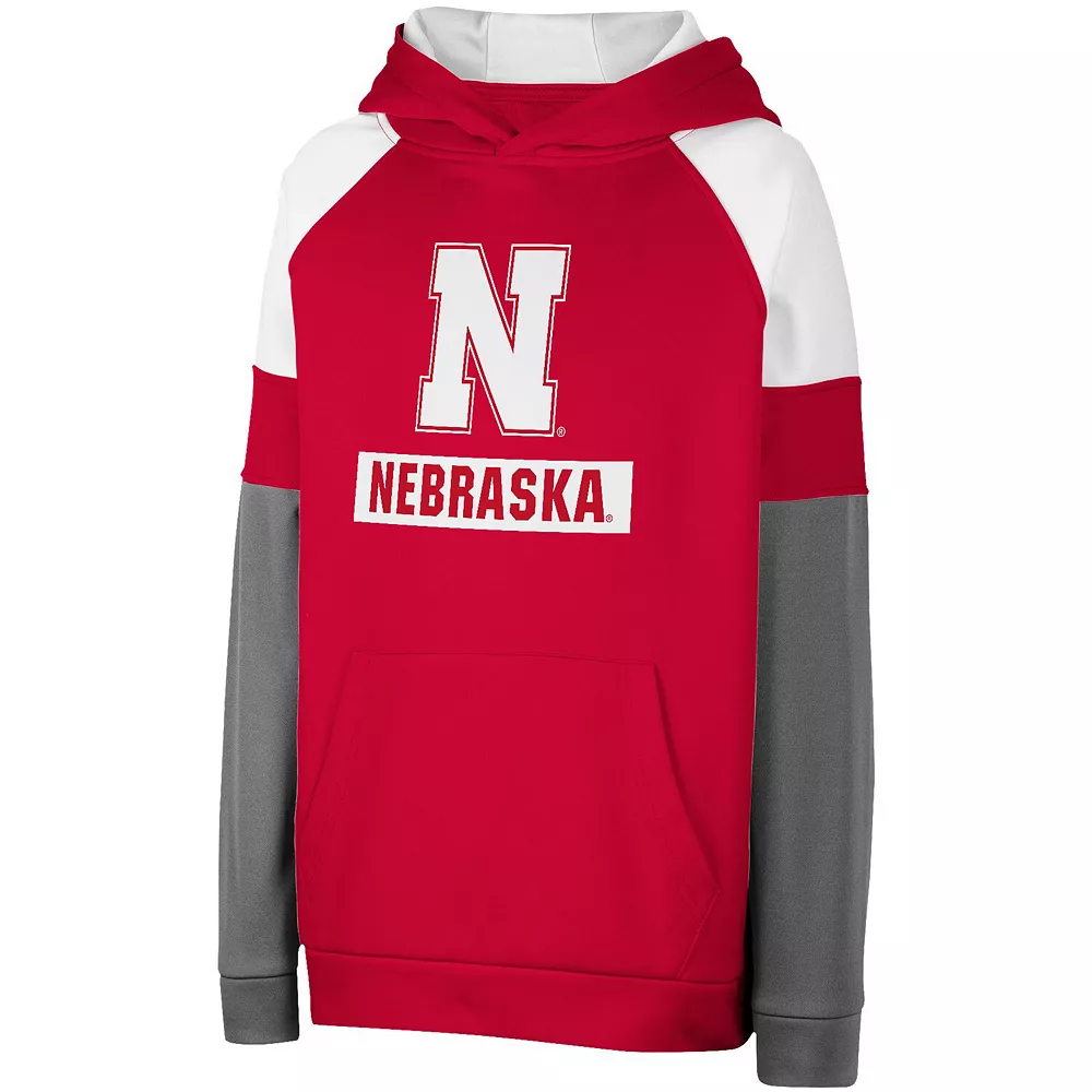 Youth Colosseum Scarlet Nebraska Huskers Colorblocked Pullover Hoodie - Image 3