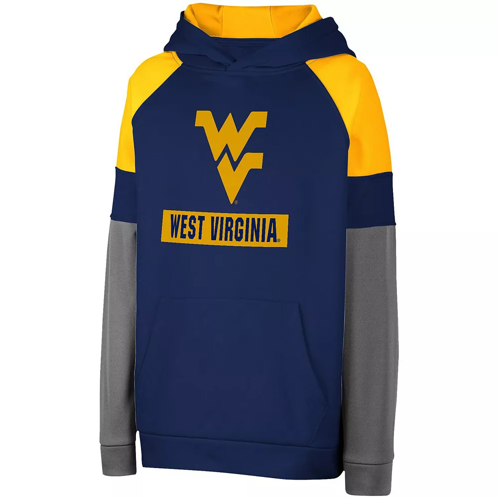 Youth Colosseum Navy West Virginia Mountaineers Colorblocked Pullover Hoodie - Image 3