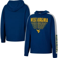 Youth Colosseum Heathered Navy West Virginia Mountaineers Wind Changes Raglan Hoodie T-Shirt