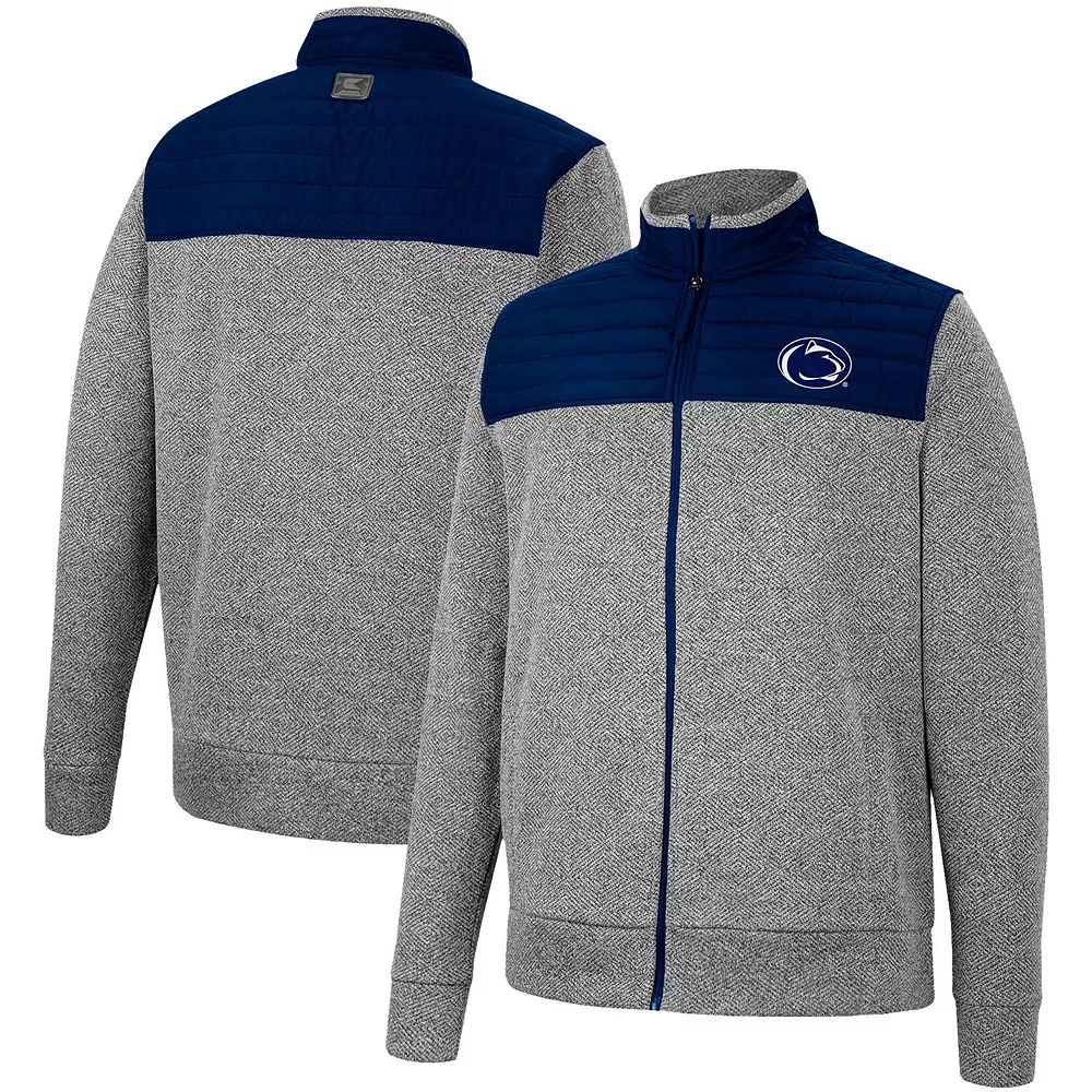 Men's Colosseum Charcoal/Navy Penn State Nittany Lions Putter Herringbone Full-Zip Jacket - Image 2