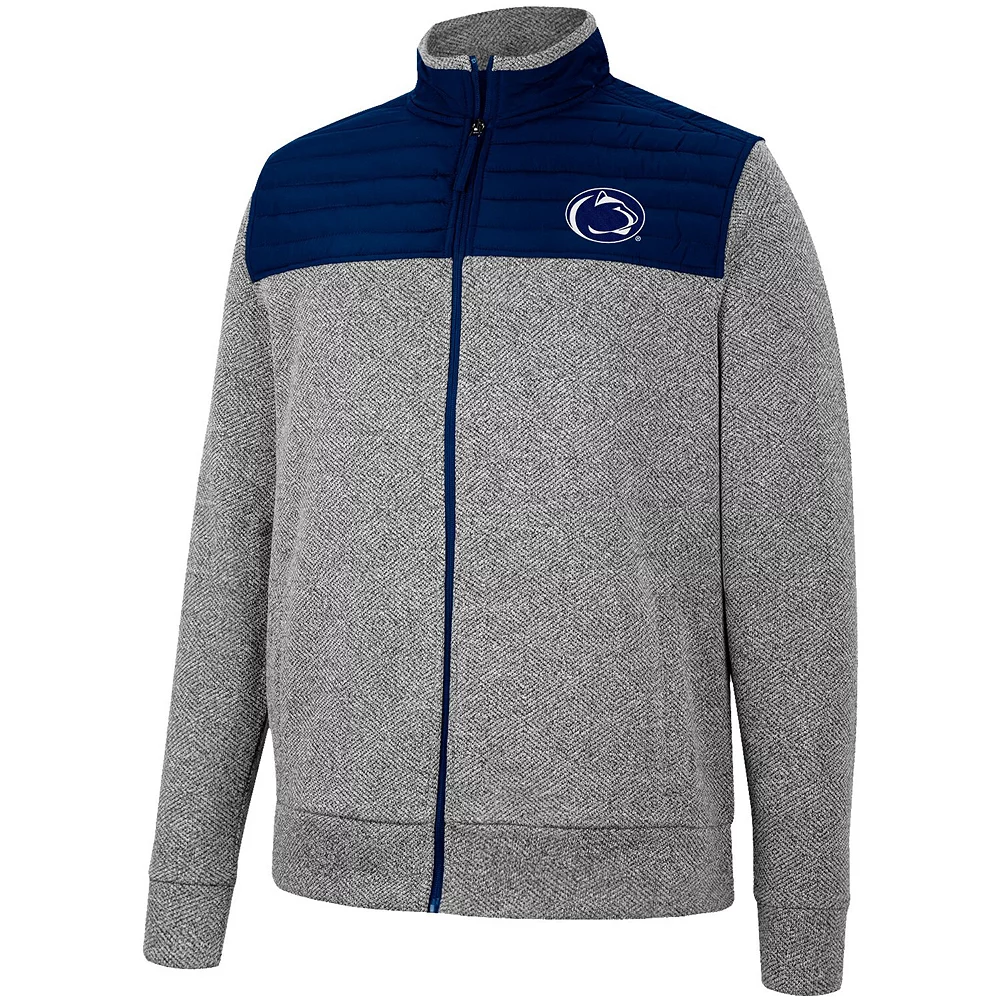 Men's Colosseum Charcoal/Navy Penn State Nittany Lions Putter Herringbone Full-Zip Jacket - Image 3
