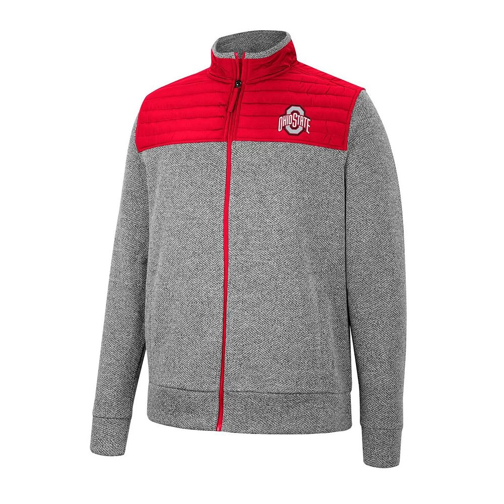 Men's Colosseum Charcoal/Scarlet Ohio State Buckeyes Putter Herringbone Full-Zip Jacket - Image 3