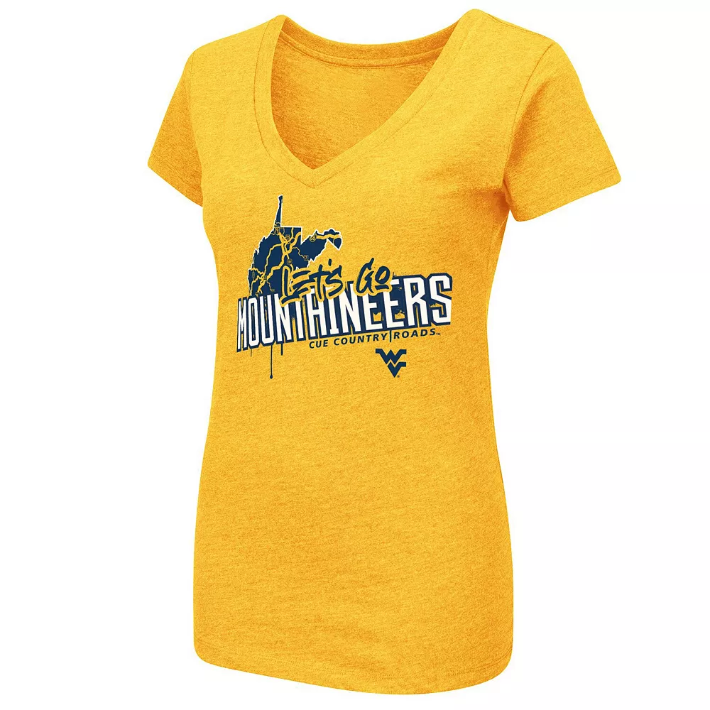Women's Colosseum Gold West Virginia Mountaineers 2022 V-Neck Fan T-Shirt