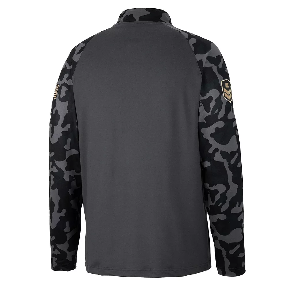 Men's Colosseum Charcoal Missouri Tigers OHT Military Appreciation Long Range Raglan Quarter-Zip Jacket - Image 4