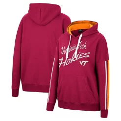 Women's Colosseum Maroon Virginia Tech Hokies Serena Oversized Sleeve Striping Pullover Hoodie